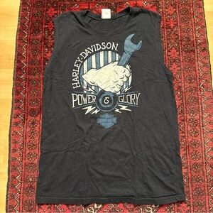 Y2K Harley-Davidson 2014 Black Tank with Blue & White Mens Size XL